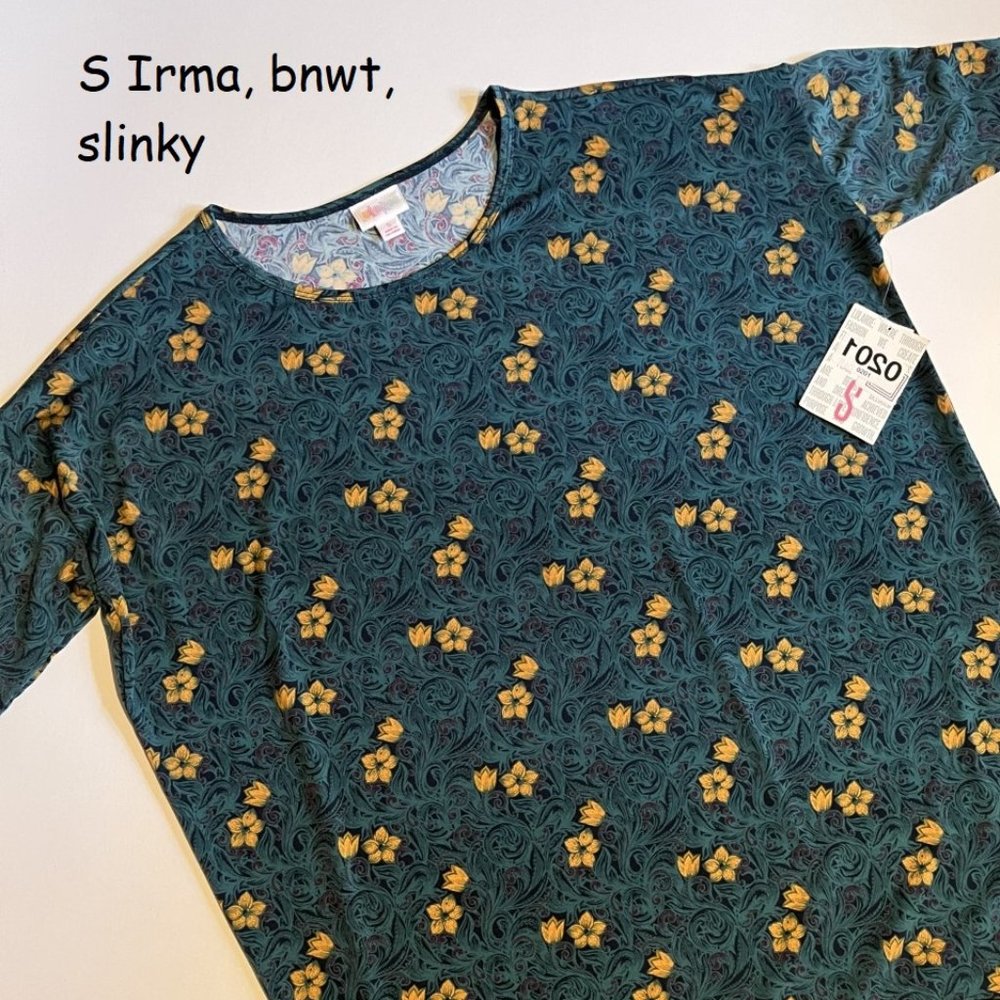 Small Lularoe Irma oversized tunic, yellow flowers, slinky